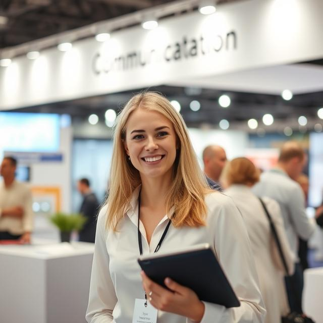 Russian Hostess for Analitika Expo Moscow Exhibition in Crocus Expo