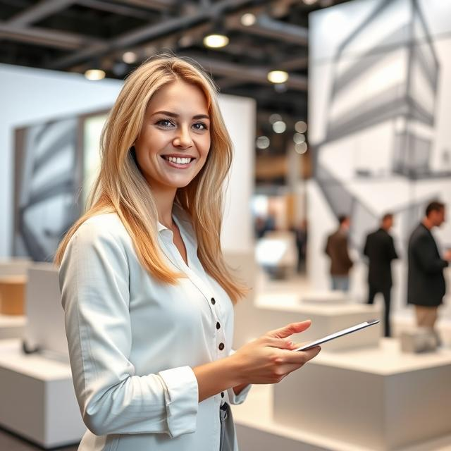 Russian Stand Hostess at the ARCH Moscow Trade Fair on Architecture and Design in Gostiny Dvor