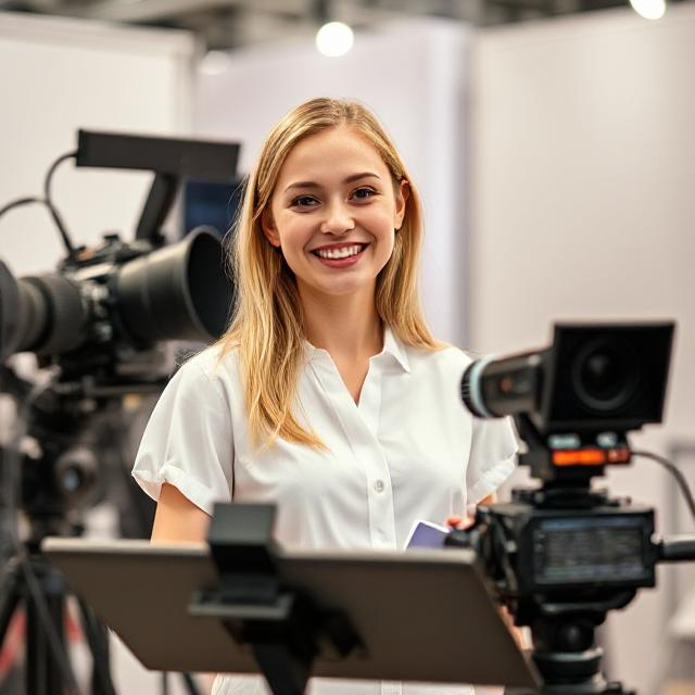 Russian Hostess at the Cinema Production Service Moscow Exhibition