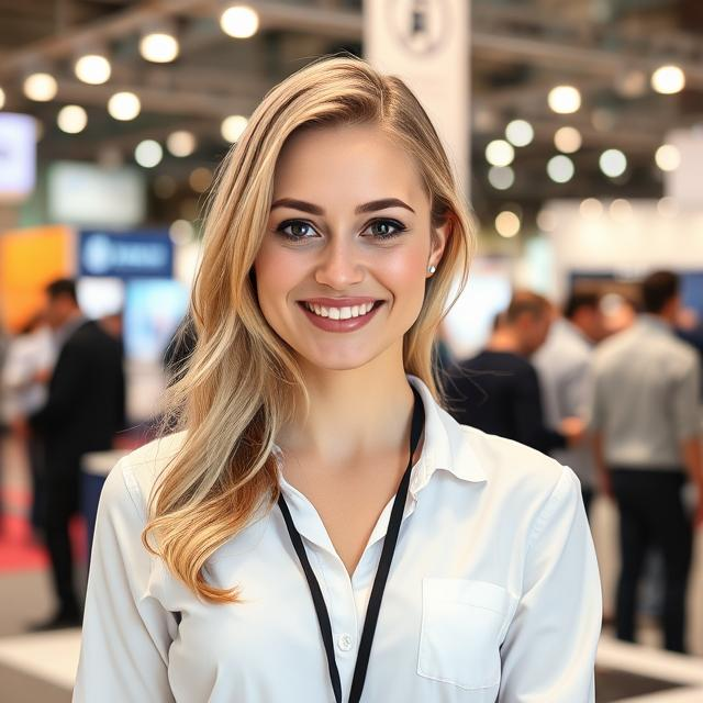 Russian Stand Hostess at Crocus Expo Moscow Exhibition Centre