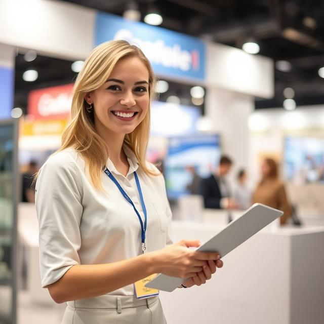 Russian Stand Hostess at Expocentre Moscow Exhibition Centre