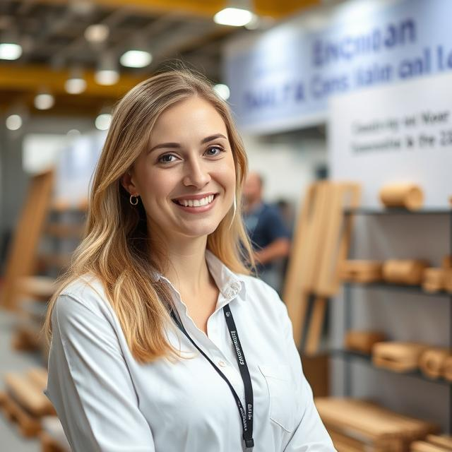Russian Hostess at the Mosbuild Moscow Trade Fair in Crocus Expo