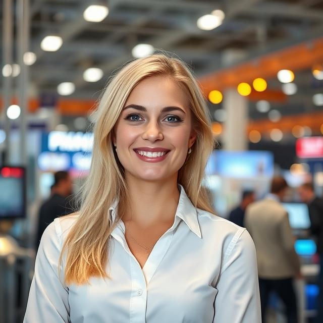 Russian Booth Hostess for NAVITECH Moscow Exhibition in Expocentre