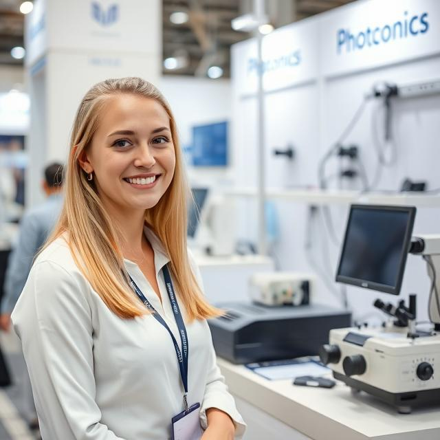 Russian Hostess at the Photonics Moscow Trade Fair in Expocentre