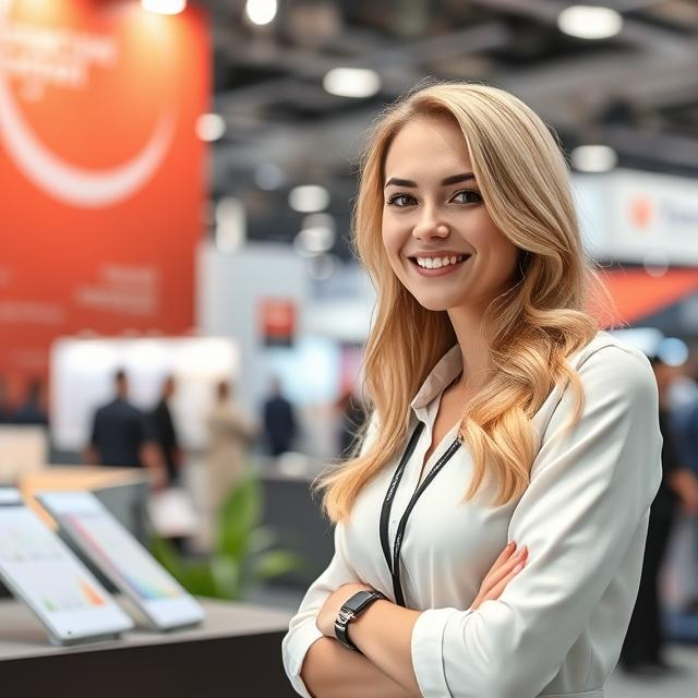Russian Stand Hostess at Timiryazev Moscow Exhibition Centre