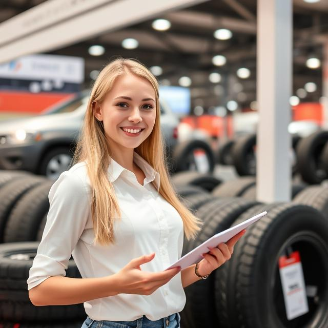 Russian Stand Hostesses at the Tires & Rubber Moscow Exhibition in Expocentre