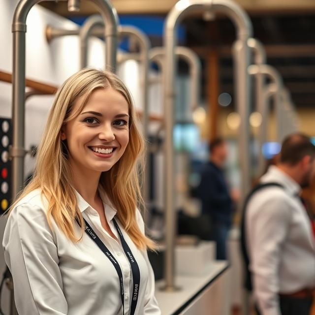Exhibition Hostess at the Tube Russia Moscow Trade Fair in Timiryazev Exhibition Centre