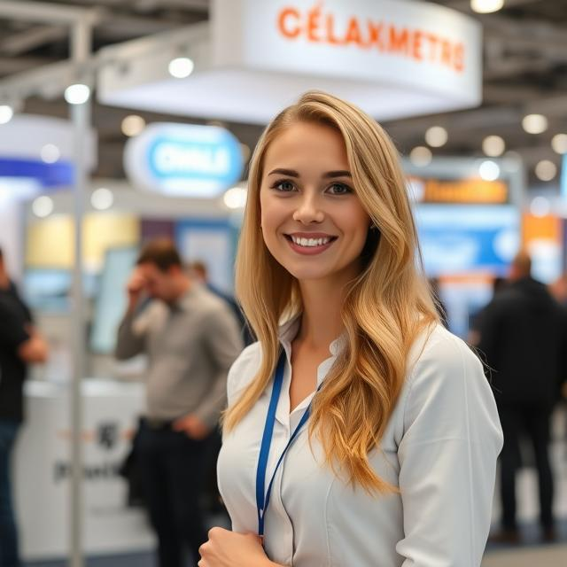 Russian Stand Hostess at VDNH Moscow Exhibition Centre