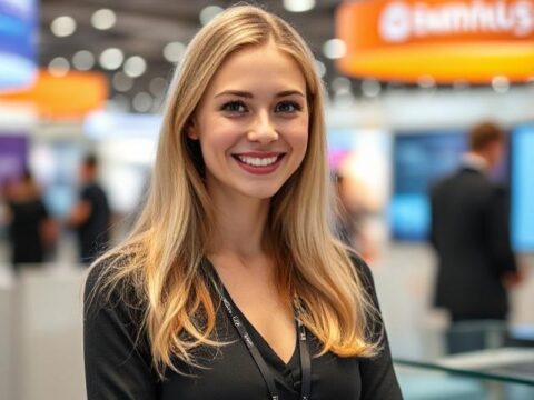 モスクワ展示会のブースホステス：来場者を魅了する笑顔のプロフェッショナル
