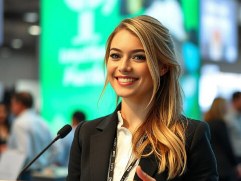 Professional Russian Stand Assistant for Chemistry Exhibition