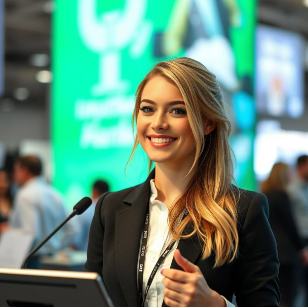 Professional Russian Stand Assistant for Chemistry Exhibition