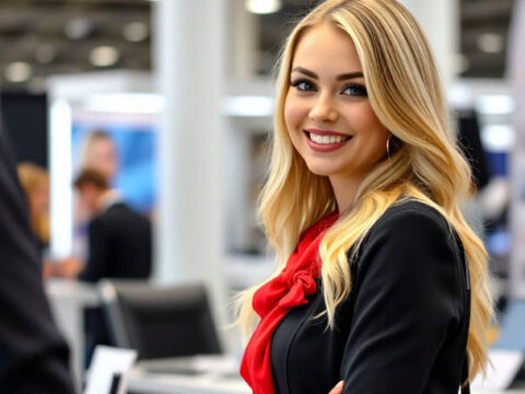 Russian Stand Hostess for Construction Equipment Exhibition in Moscow