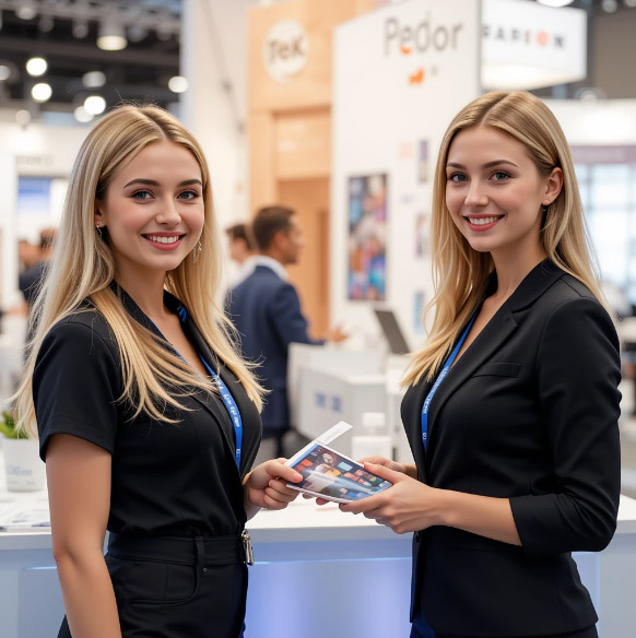 Hostesses at Moscow's Premier Textiles Fair