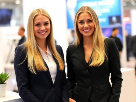 Hostesses at Moscow's Lifting Equipment Exhibitions