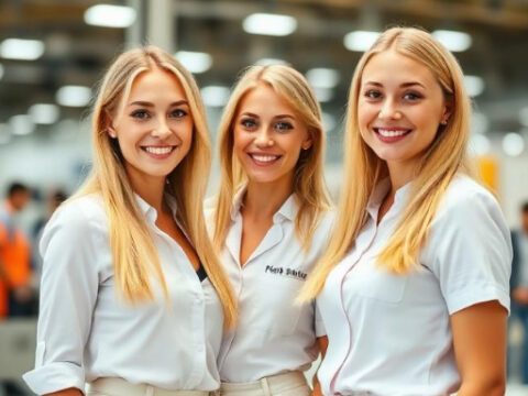 Russian Hostesses at Perfume and Cosmetics Trade Fairs in Moscow
